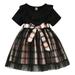 YDOJG Dresses For Girls Toddler Kids Baby Short Sleeve Plaid Patchwork Tulle Dress Princess Dress Outfits For 2-3 Years