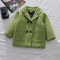 HAOTAGS Girls Dress Coat Kids Peacoat Jacket Long Sleeve Button Trench Coat Pocket Outerwear Green Size 1-2 Years