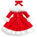 Xkwyshop Kids Baby Girl Christmas Dress Long Sleeve Off Shoulder A-Line Dress with Belt Gown Formal Dresses