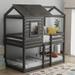 Solid wood Twin over Twin House Shaped Bunk Bed with Roof, Window & Fence Rail - Adorable Loft Bed with Ladder for Kids' Bedroom