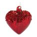 Set of 4 Red Sequined Glass Heart Christmas Ornaments 3.75"