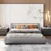 Queen Size Faux Leather Upholstered Platform Bed with Hydraulic Storage System & LED Light Headboard, Grey