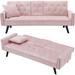 72" Velvet Futon Couch Living Room Tufted Convertible Sleeper Sofa Bed with Cup Holder for Bedroom 2 Seater