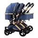 Side by Side Twin Baby Pram Stroller Double Stroller for Infant and Toddler,Detachable 2 Single Strollers Foldable Pushchair,Tandem Umbrella Stroller for Girls Boys (Color : Blue-1)