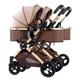 Double Baby Stroller for Infant and Toddler Reversible Bassinet Twins Pram,Double Infant Stroller,Twin Baby Pram Stroller,Detachable Pushchair Side-by-Side Tandem Stroller (Color : Khaki)