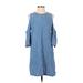 Blue Rain Casual Dress - Shift Crew Neck 3/4 sleeves: Blue Print Dresses - Women's Size Small