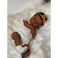 19Inch African American Doll Romy Black Skin Reborn Baby Finished Newborn With Rooted Hair Handmade