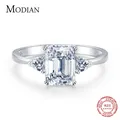 Modian 100% 925 Sterling Silver Luxury Rectangle Emerald Cut 2CT Clear AAAAA CZ Finger Rings For