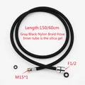 60/150cm F1/2 M15*1 Faucet Pull Out Faucet Hose Black Gray Nylon Braided Hose Replacement Hose for