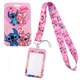 Yq776 Stich und rosa Engel Lanyard Reise ID-Karte Abdeckung Abzeichen halter Cartoon Schlüssel bund