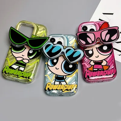 Niedliche Cartoon Powerpuff Mädchen Halter Fall für iPhone 14 13 12 11 Pro max x xr xs 6 6s 7 8 plus