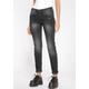 Slim-fit-Jeans GANG "94Sana Cropped" Gr. 31 (40), N-Gr, schwarz (total black vint) Damen Jeans Röhrenjeans