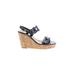 Boden Wedges: Blue Solid Shoes - Women's Size 38 - Open Toe