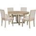 5-Piece Dining Table Set Butterfly Leaf Wood Dining Table and 4 Upholstered Dining Chairs