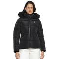 Calvin Klein Jeans Damen Jacke Faux Fur Hooded Fitted Short Winterjacke, Schwarz (Ck Black), XL