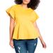 Plus Size Women's Flare Sleeve Peplum Top by ELOQUII in Tulip Yellow (Size 22)