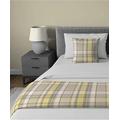 McAlister Textiles Heritage Tartan Bedding Set | Plaid Check Wool Texture Bed Runner + Cushion Cover in Mimosa Yellow | 1 Cushion Cover & Bed Runner 165x50cm