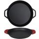 Crucible Cookware Cast Iron Skillet - 15.75"-Inch (40 cm) Dual Loop Handle Frying Pans, Paella Pan + Silicone Handle Holder Covers - Oven Safe - Indoor/Outdoor - Use on any Stovetop, Induction Safe