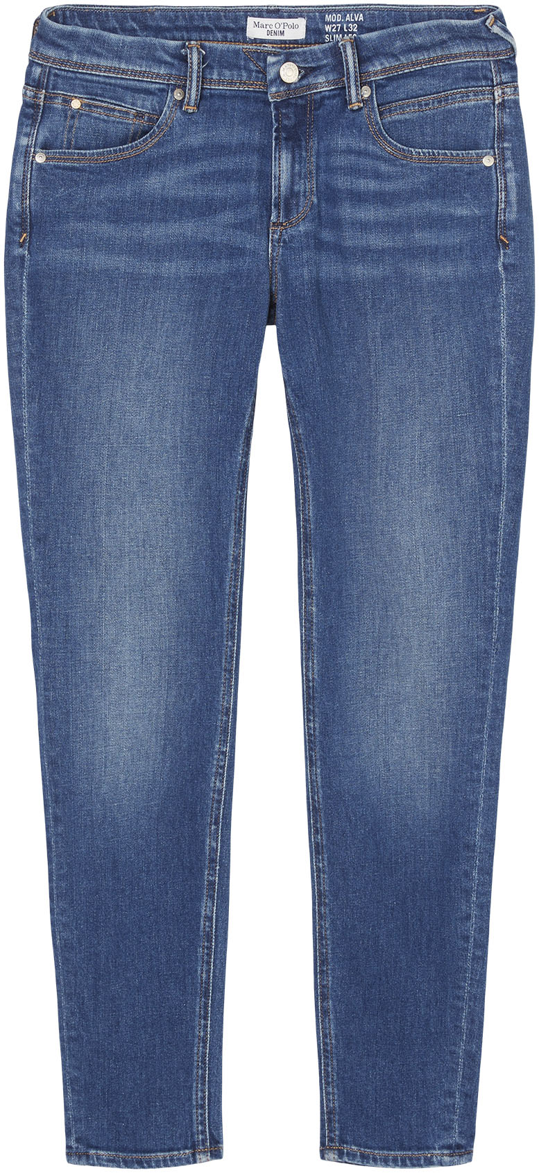 Skinny-fit-Jeans MARC O'POLO DENIM "Alva", Damen, Gr. 28, Länge 30, blau (denim blau), Denim/Jeans, Obermaterial: 98% Baumwolle, 2% Elasthan, Jeans, im klassischen Look