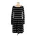 Eliza J Casual Dress - Sweater Dress: Black Stripes Dresses - Women's Size Medium