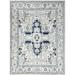 Shahbanu Rugs Coin Grey Hand Knotted Soft Wool Dense Weave Afghan Peshawar with Serapi Heriz Design Rug (9'0" x 12'0")