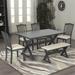 Solid Wood 6 Piece Rustic Dining Se for Dining Room