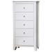 Nee 48 Inch Tall Dresser Chest, 5 Drawers with Silver Knobs, Matte White
