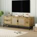 Rattan TV Stand for TVs Up to 65", Boho Wood Grain TV Media Console, Natural