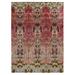 Shahbanu Rugs Fire Brick Red, Transitional Art, Wool and Silk, Hand Knotted, Oriental Rug (9'0" x 12'3") - 9'0" x 12'3"