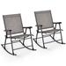 Costway Set of 2 Folding Rocking Chair with Breathable Seat Fabric-Set of 2