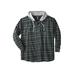 Men's Big & Tall Wrangler® hooded flannel plaid shirt by Wrangler in Charcoal Black (Size 5XL)