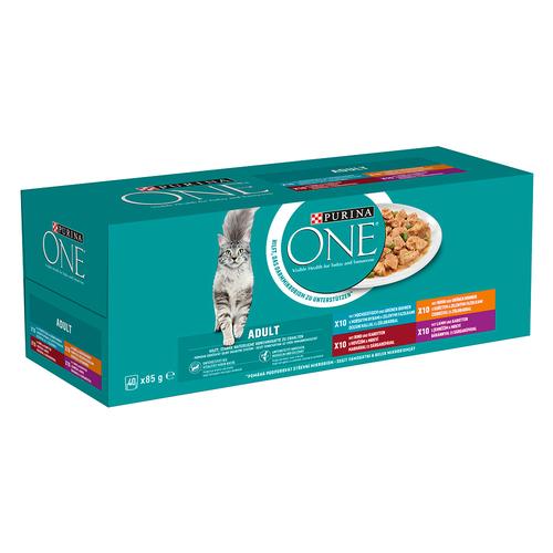 40x 85g Mixpaket PURINA ONE Adult Katze Gemischte Auswahl Katzenfutter nass