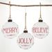 12"H Sullivans Jolly Text Ornament - Set of 3, Multicolored Christmas Ornaments - 9.75"L x .75"W x 12"H