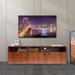 62.99 "Modern style multi-storage dark brown slide rail TV cabinet for home kitchen bathroom living room