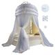 BYZOMU Canopy Bed Frame Curtains Mosquito Net Bed Canopy Hanging Curtain Netting For Kids Cribs Adult Double Layer Princess Round Dome Canopy Bed Curtain (Color : Grau)