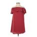 Abercrombie & Fitch Casual Dress - Party High Neck Short sleeves: Red Solid Dresses - Women's Size Small