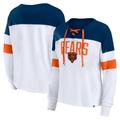 Women's Fanatics Branded White/Navy Chicago Bears Plus Size Even Match Lace-Up Long Sleeve V-Neck Top