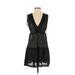 Amanda Uprichard Casual Dress - Mini Plunge Sleeveless: Black Print Dresses - Women's Size Small