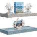 Gracie Oaks Francelino 2 Piece Floating Shelf Wood in White/Blue | 5.5 H x 16.25 W x 1.5 D in | Wayfair 0C637F3479B14902B3FB80F10C8B2288