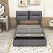 Latitude Run® Manylath Velvet Upholstered Platform bed w/ a Hydraulic Storage System & Headboard Metal in Gray/White | Wayfair