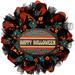 The Holiday Aisle® Happy Halloween Old Fashioned Handmade Wreath Burlap/Deco Mesh, Wood in Black/Orange | 24 H x 24 W in | Wayfair