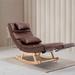 Ebern Designs Mackenlee Rocking Chair Solid + Manufactured Wood/Wood/Leather in Brown | 32.67 H x 22.83 W x 51.37 D in | Wayfair