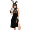 women's nightgown DEVIL FASHION - Seductress Gothic Velvet Halterneck Lingerie XL-XXL