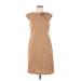 New Directions Casual Dress - Sheath Crew Neck Sleeveless: Tan Solid Dresses - Women's Size 6