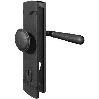 Schutzbeschlag Antik Grau Langschild Sicherheitsbeschlag Knopf/Drücker din 10/92 Image
