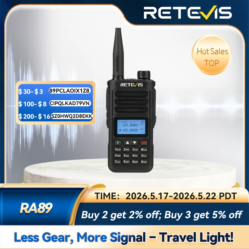 Retevis RA89 Walkie Talkie Langstrecken-Kommunikationsradio Walkie-Talkie Ham Zwei-Wege-Radio-Kommunikator FM VHF UHF Wasserdicht Image