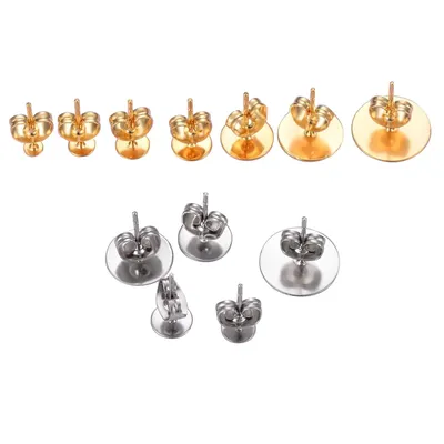 50 stücke edelstahl 3 4 5 6 8 10 12mm stecker pin ohrring basis ohrring einstellungen diy für