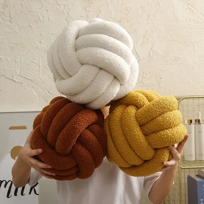 Verknotet Plüsch Weiche Knoten Ball Kissen Bett Gefüllte Kissen Wohnkultur Kissen Ball Taille Zurück Image