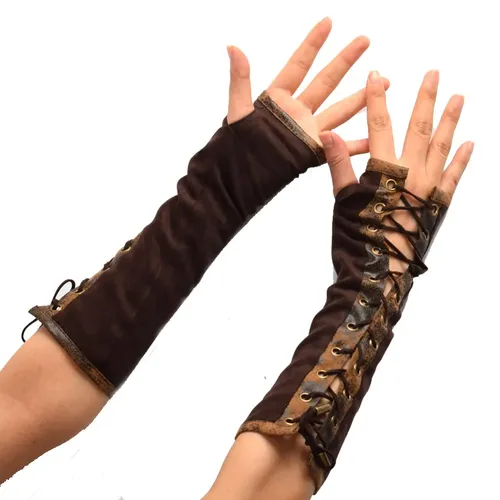 Steampunk Handschuhe Gothic Elbow Spitze Up Fingerlose für Frauen Kostüm Party Arm Wärmer Sexy