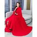 Robe de Plage Rouge en Mousseline de Soie pour Femme Vêtement d'Été Maxi Élégant Blanc Manches